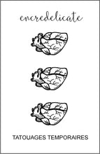 Charger l&#39;image dans la galerie, Petit tatouage temporaire de coeur anatomique en noir (set de 3) - encredelicate 