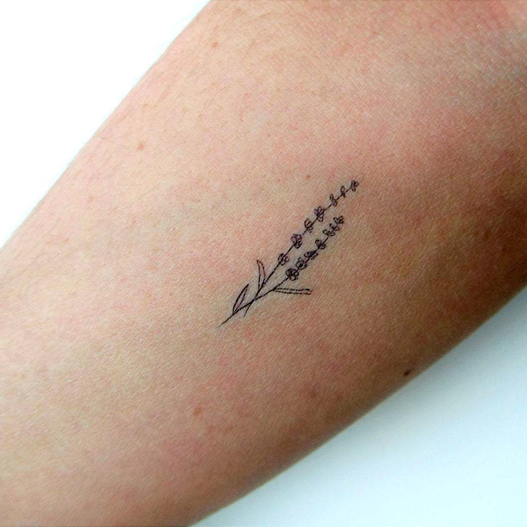 Tatouage temporaire artistique de lavande minimaliste (lot de 3)