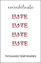 Charger l&#39;image dans la galerie, tatouage temporaire des mots love et hate (lot de 4) - encredelicate 