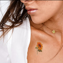 Charger l&#39;image dans la galerie, tatouage temporaire petit tournesol (lot de 4)