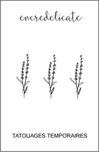 Tatouage temporaire artistique de lavande minimaliste (lot de 3)