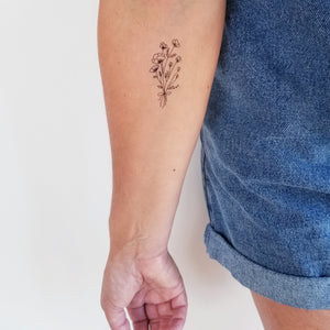 tatouage temporaire bouquet de fleurs sauvages (set de 2)