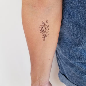 tatouage temporaire bouquet de fleurs sauvages (set de 2)